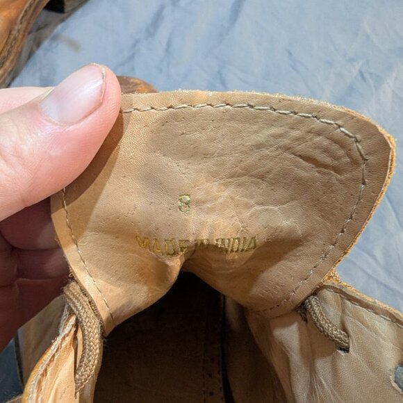 Jose Markham Brogue Tan Leather Cap Toe Ankle Boots Men Size 8 - Picture 3 of 10